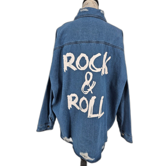 Elan Rock & Roll NWT Women's Distressed Denim Jacket Small - Picture 7 of 15